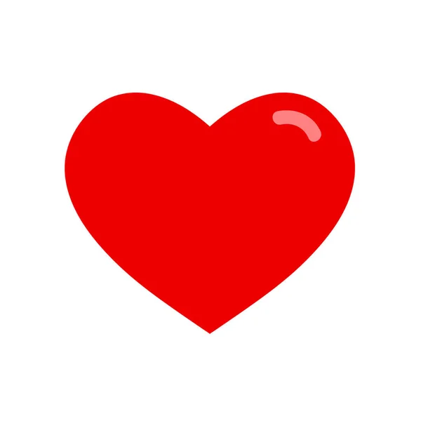 Serce, symbol miłości i Walentynek. Płaska czerwona ikona jest odizolowana na białym tle. Ilustracja wektora. — Wektor stockowy