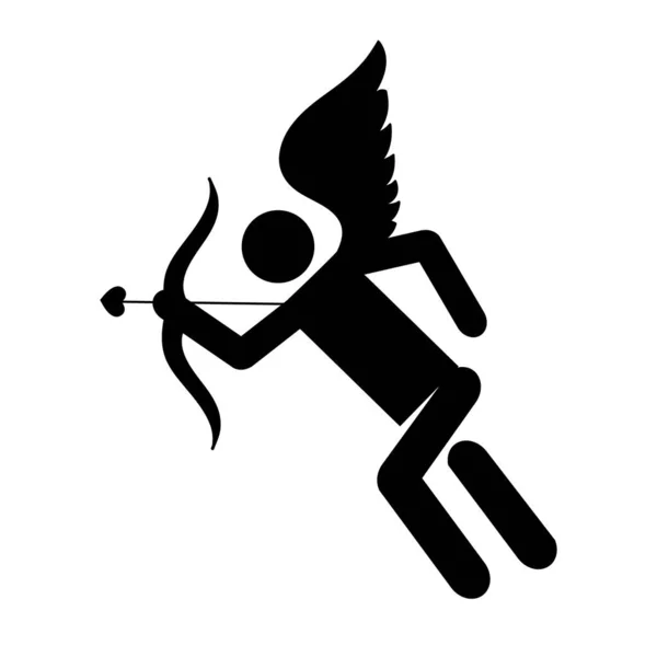 Cupidon amour silhouette de l'ancienne mythologie fantaisie en exécution simple. Illustration vectorielle. — Image vectorielle