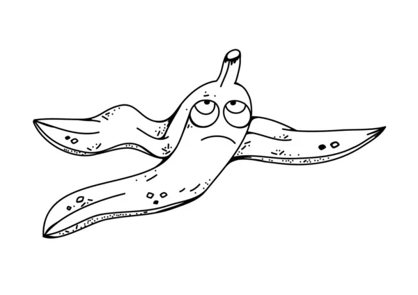 Schale der Banane. Lustige Zeichentrickfigur. — Stockvektor