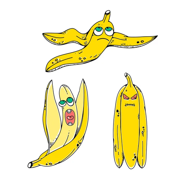 一套有趣风格的向量香蕉.有趣的人物. — 图库矢量图片
