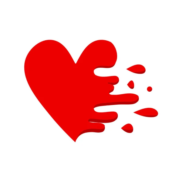 Coeur Illustration Style Plat Broken Heart Sur Fond Rouge Pictogramme — Image vectorielle