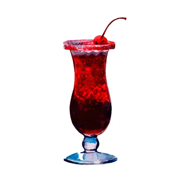 Cocktail Manhattan ilustrações. Imagem aquarela de uma bebida alcoólica. — Fotografia de Stock