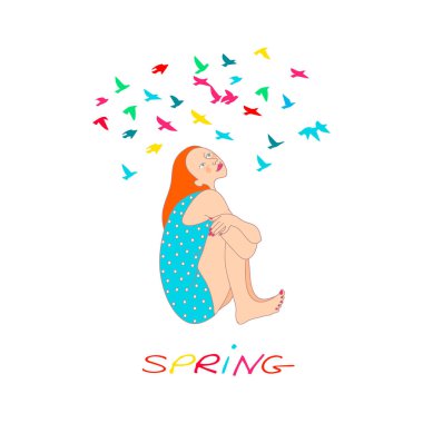 Bahar Kızı bir kuş sürüsüne bakan bir kızın görüntüsüdür..