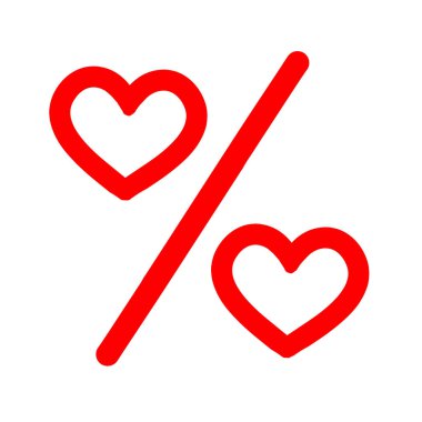 Kalp Yüzdesi Sevgililer Günü, tişört tasarımı tebrik kartı davetiyesi illüstrasyonu.