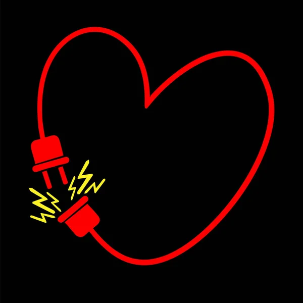 Elektrik Dolgu Hattı Simgesine Sahip Kalp Yüksek Kalite Resimleme — Stok fotoğraf