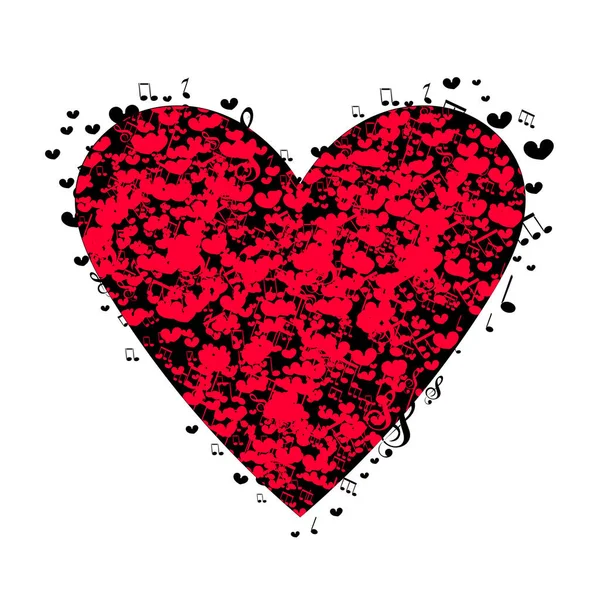 Srdce Poznámkami Láska Ručně Kreslené Ilustrační Srdce Bílém Pozadí Valentýn — Stock fotografie