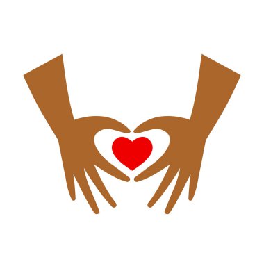 Eller kalp işareti vektör düz çizgi film çizim ikonu tasarımı yapar. Beyaz arka planda izole edilmiş. Kalp işareti konsepti