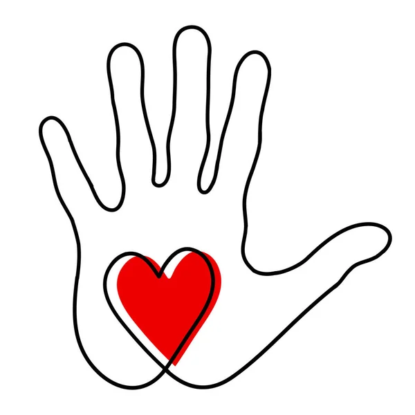 Corazón en la palma de tu mano ilustración del icono de la cordialidad y la bondad. — Foto de Stock