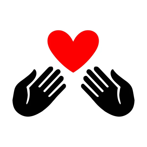 Hands Heart Health Insurance Concept Forgiveness Praise Gesture Silhouette Flat — Stock Fotó