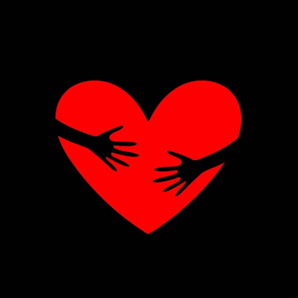 World Heart Day Typografische Gestaltungselemente Und Rote Herzform Mit Handumarmung — Stockvektor