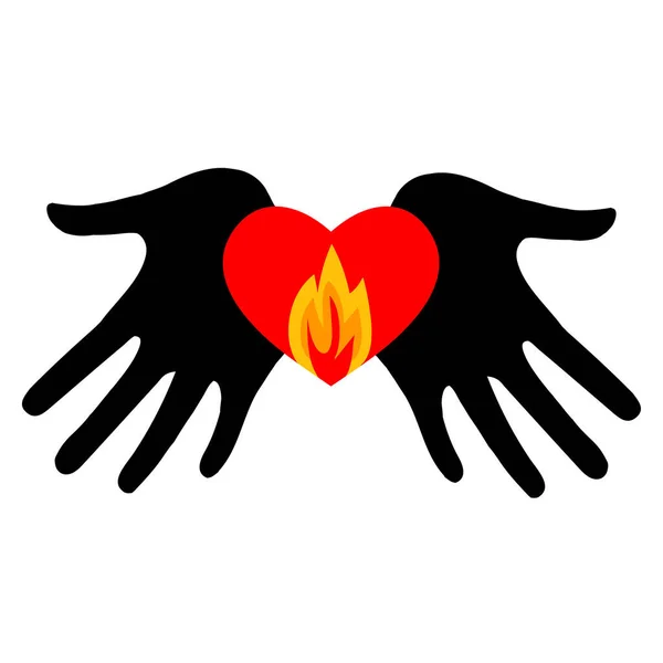 Corazón Ardiente Las Palmas Las Manos Día Internacional Del Holocausto — Archivo Imágenes Vectoriales