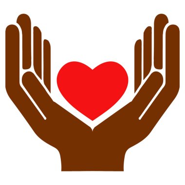 Siyahların hayatı önemlidir. Avuç içinde kalp şeklinde koyu tenli erkek ya da kadın. Siyahlar için adalet. Afrika kökenli Amerikalı erkek ya da kadının elleri. Irkçılığın sonu, eşitlik posteri. Vektör illüstrasyonunu kabul et