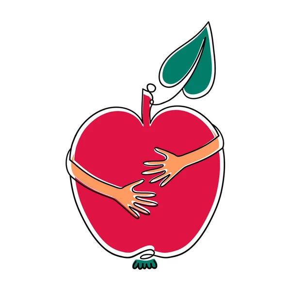 Apple hug hands Apple Icon vector illustration — 图库矢量图片