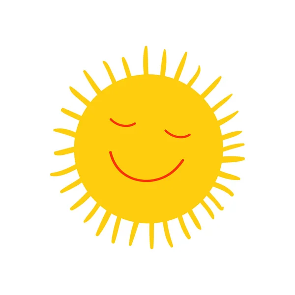 Симпатичная Smiling Sun Icon Vector Летняя Иллюстрация Детского Скандинавского Принта — стоковый вектор