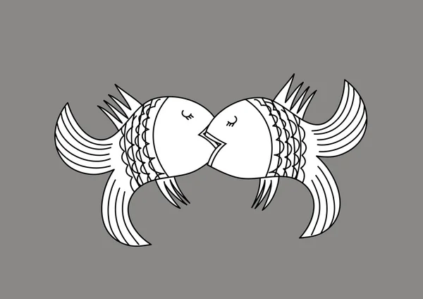 Vector . Kissing fish — Stock Vector