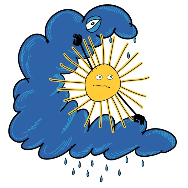 Sol y nube — Vector de stock