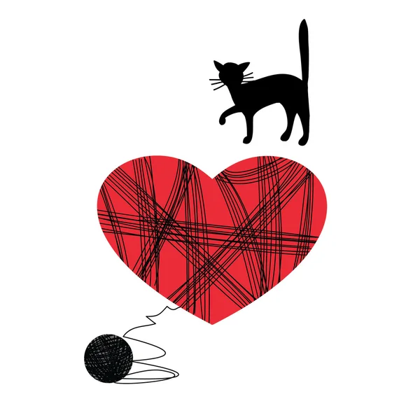 Kitten spelen met een bal — Stockvector