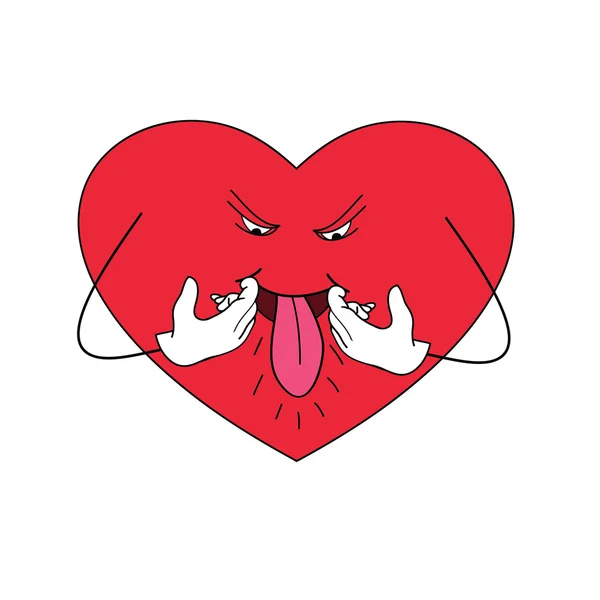 Herz mit Zunge. in Farbe — Stockvektor