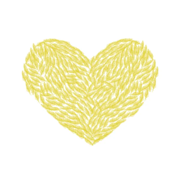Heart made of yellow feathers — Stock Vector