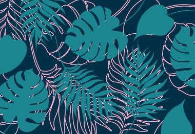 Basit tropik yaprak desenli soyut arkaplan