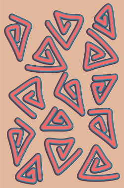 Şirin kıvrımlı üçgen ve zigzag çizgili basit arkaplan