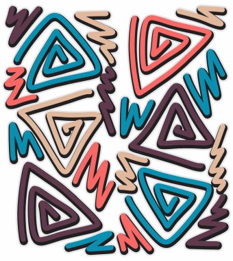 Şirin kıvrımlı üçgen ve zigzag çizgili basit arkaplan