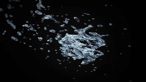 Watersplash sur fond noir rendu 3D — Photo