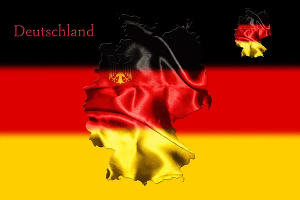 Německá mapa s státní vlajka — Stock fotografie
