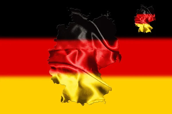 德国地图与国旗 — 图库照片
