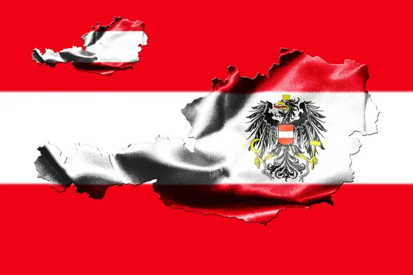 Kaart van Oostenrijk met nationale vlag — Stockfoto