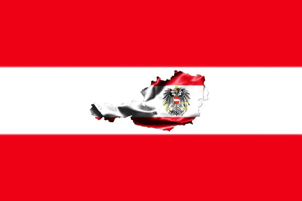 Карта Австрии с национальным флагом — стоковое фото
