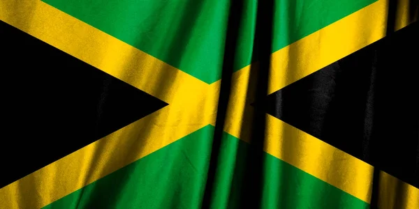 Bandera Jamaica Textura Tela Seda Ilustración —  Fotos de Stock