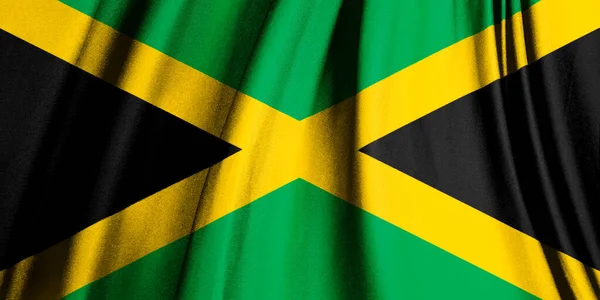 ジャマイカの旗 絹織物3Dイラスト — ストック写真