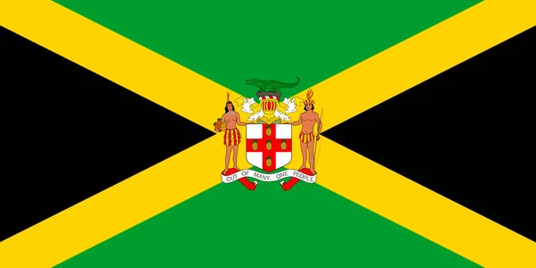 Jamaica Zászló Címerrel Illusztráció — Stock Fotó