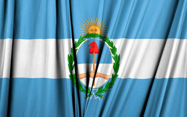 Argentina Flag Coat Arms Textured Silk Cloth Illustration — Stock Photo, Image