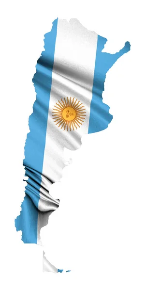 Карта Аргентини Прапором Текстова Шовкова Тканина Ілюстрація — стокове фото