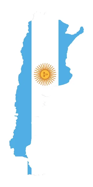 Карта Аргентины Плоским Флагом Изолирована Белой Иллюстрации — стоковое фото