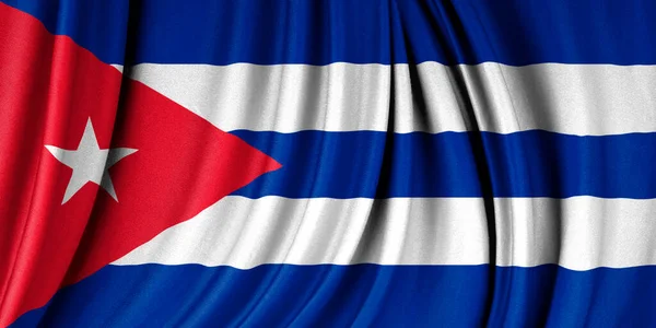 Kubas Flagga Viftar Vinden Belysning — Stockfoto