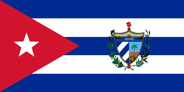 Bandera Cuba Con Escudo Armas Aspecto Plano Illsutration —  Fotos de Stock