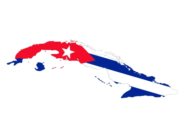 Cuban Map Flag Cuba Isolated White Background Illsutration — Stock Photo, Image