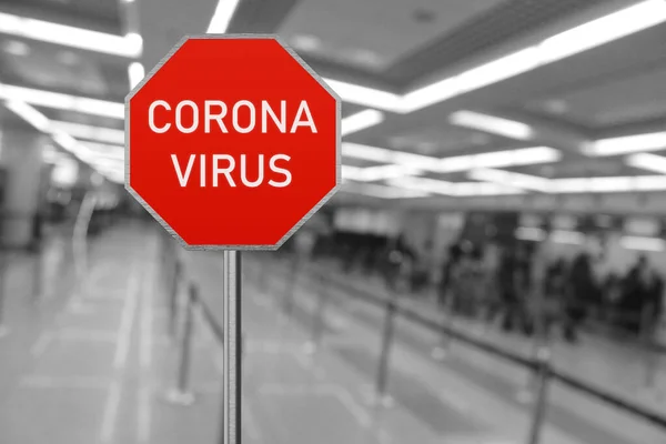 Detén Coronavirus Señal Parada Coronavirus Aeropuerto Restricciones Viaje — Foto de Stock