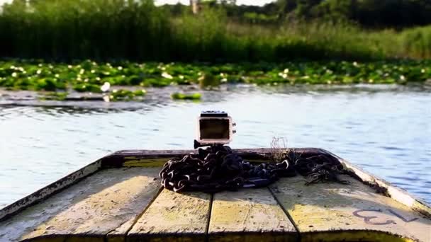 GoPro на лодке — стоковое видео