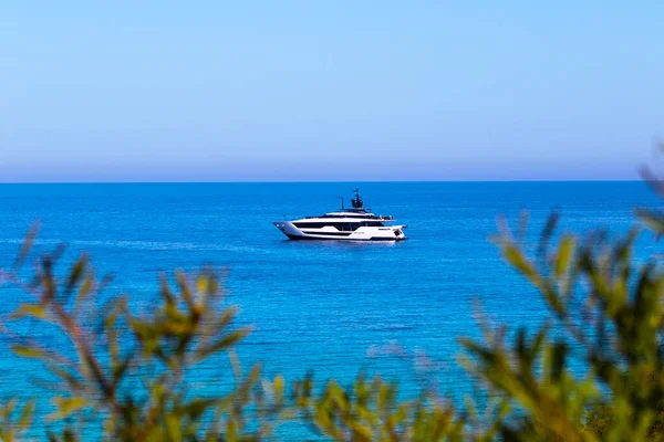 Mediterranean Sea Beach White Sand Beach Summer Day Seascape Clear — Stock Photo, Image