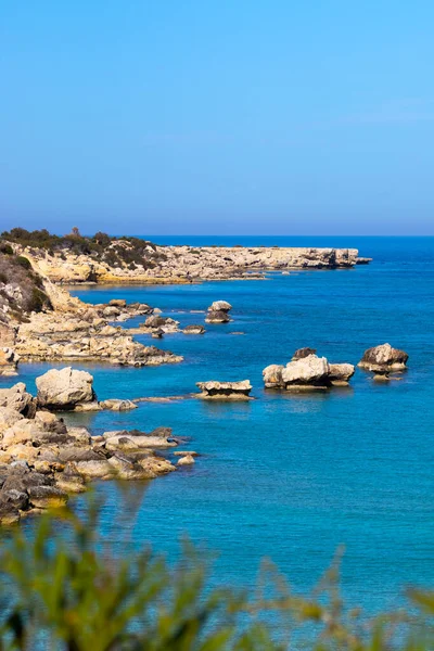 Mediterranean Sea Beach White Sand Beach Summer Day Seascape Clear — Stock Photo, Image