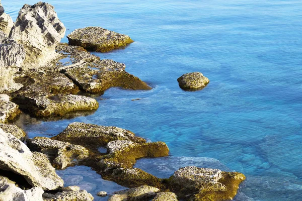 Mediterranean Sea Beach White Sand Beach Summer Day Seascape Clear — Stock Photo, Image