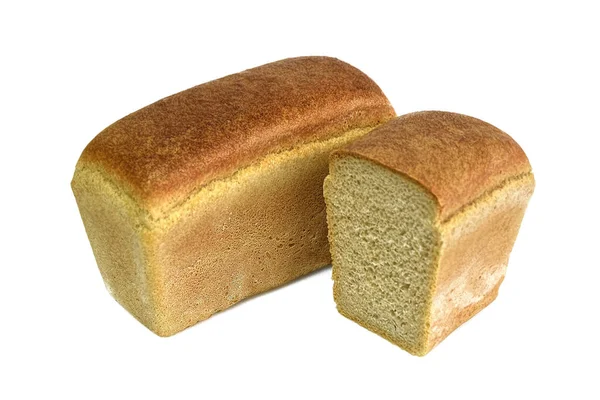 Tam Yarım Somun Beyaz Tuğla Şekilli Ekmek — Stok fotoğraf