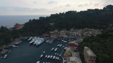 Yaz aylarında İtalya Potofino şehir Sahili havadan görünümü