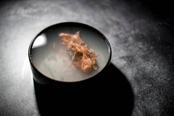 Beautiful view of molecular cuisine dish prepared using liquid smoke