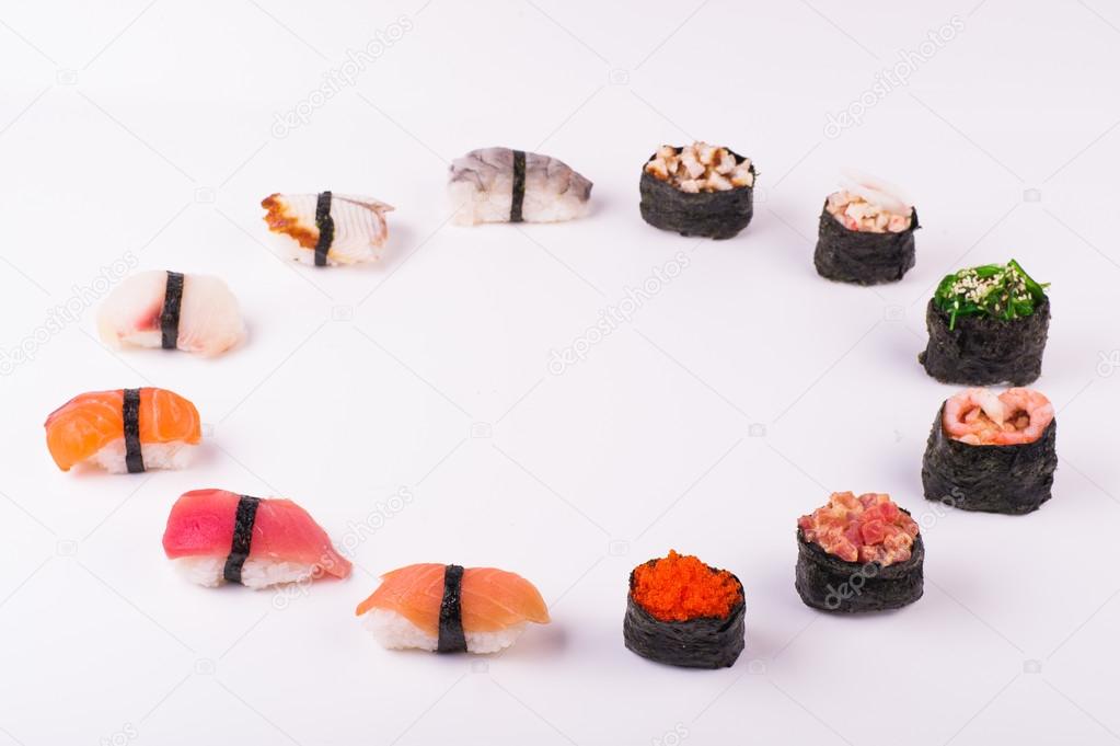 Set of different sushi
