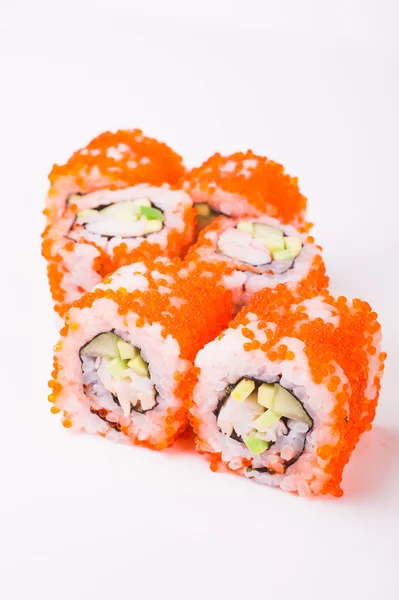 Rolo de sushi em tobiko — Fotografia de Stock